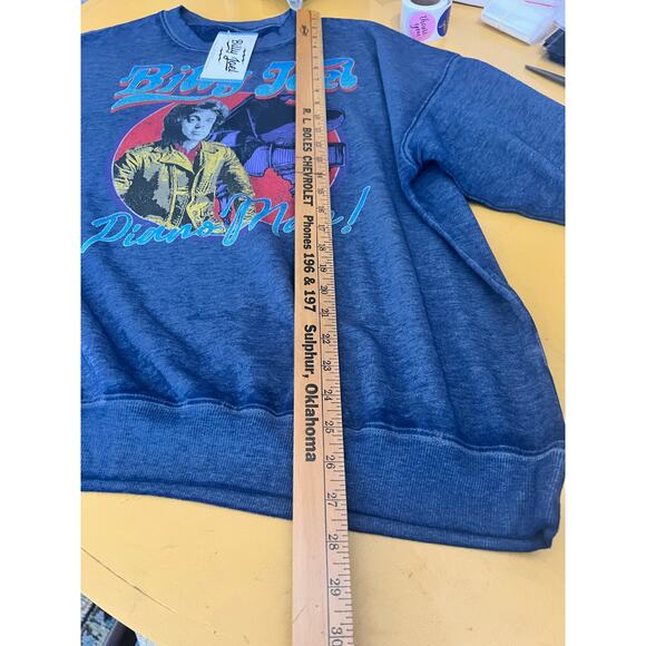 Billy Joel "Piano Man" Dropped Shoulder Fleece Graphic Sweatshirt Blue Large NWT - Picture 8 of 10